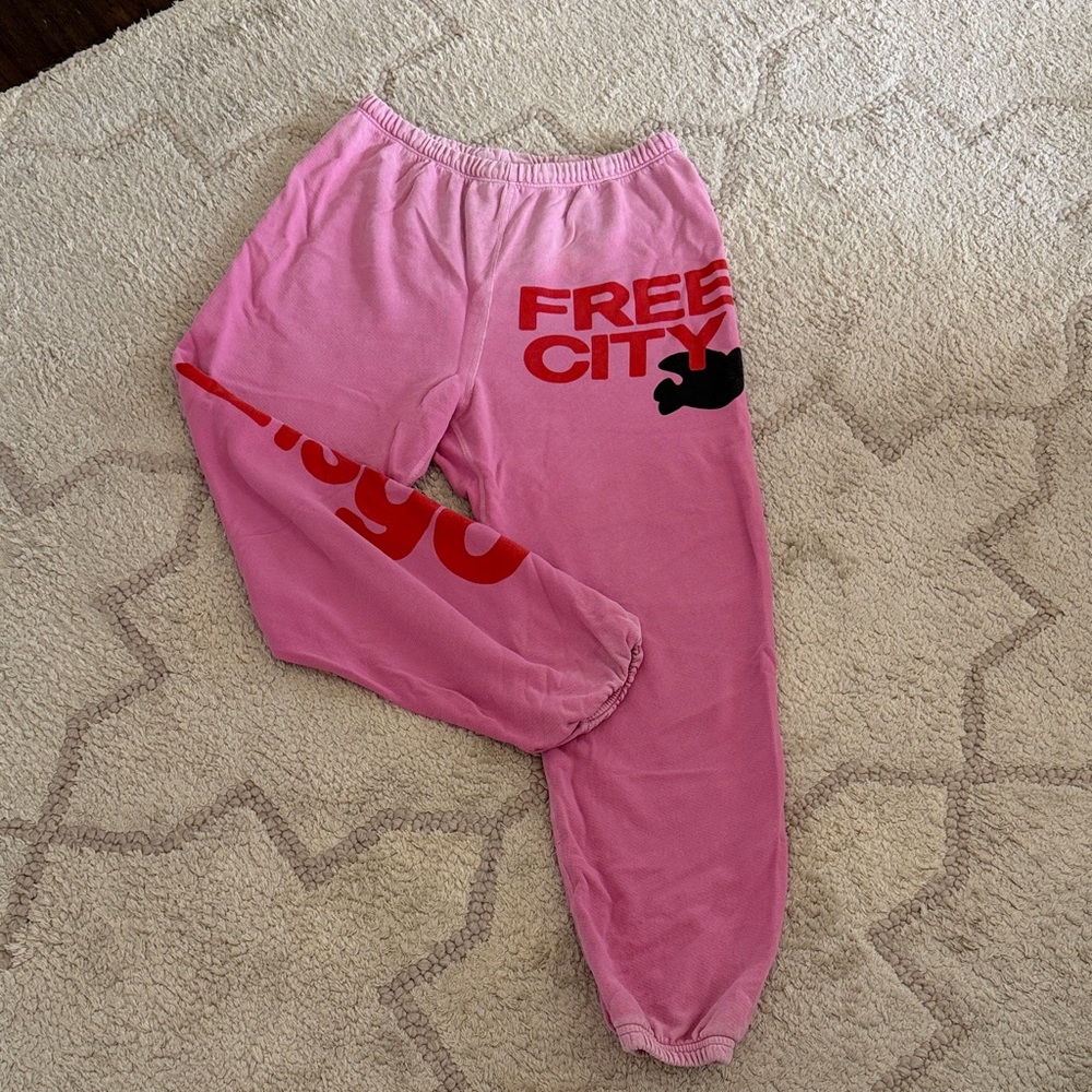 freecity Joggers in Pink with Red and Black Accents